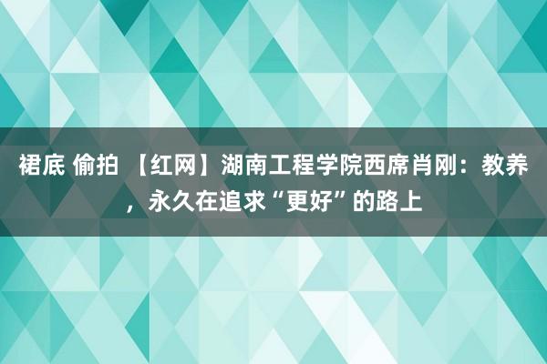 裙底 偷拍 【红网】湖南工程学院西席肖刚：教养，永久在追求“更好”的路上