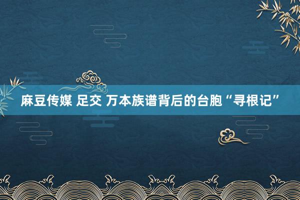 麻豆传媒 足交 万本族谱背后的台胞“寻根记”