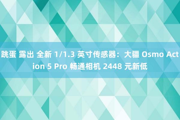 跳蛋 露出 全新 1/1.3 英寸传感器：大疆 Osmo Action 5 Pro 畅通相机 2448 元新低