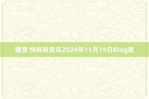 骚货 快科技资讯2024年11月19日Blog版