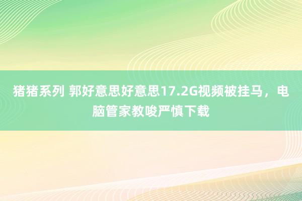 猪猪系列 郭好意思好意思17.2G视频被挂马，电脑管家教唆严慎下载